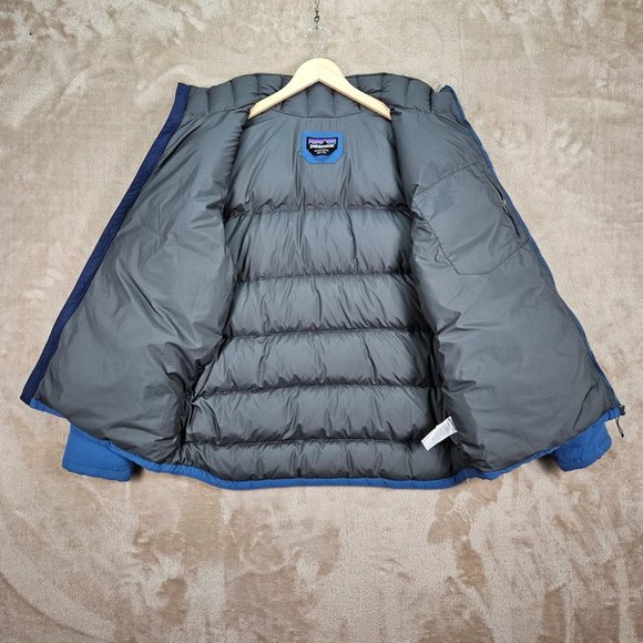 Patagonia Bivy Down Jacket 2Tone Blue Full Zip Snap Buttons Men's Size XXL 2XL - Picture 8 of 10